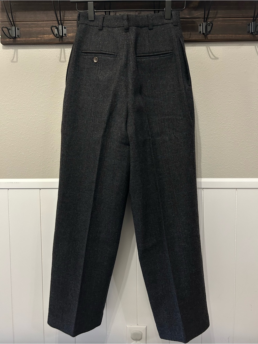 Vintage Ralph Lauren High Rise Ankle Wool Trousers USA Charcoal Gray 80s 90s - Picture 8 of 10